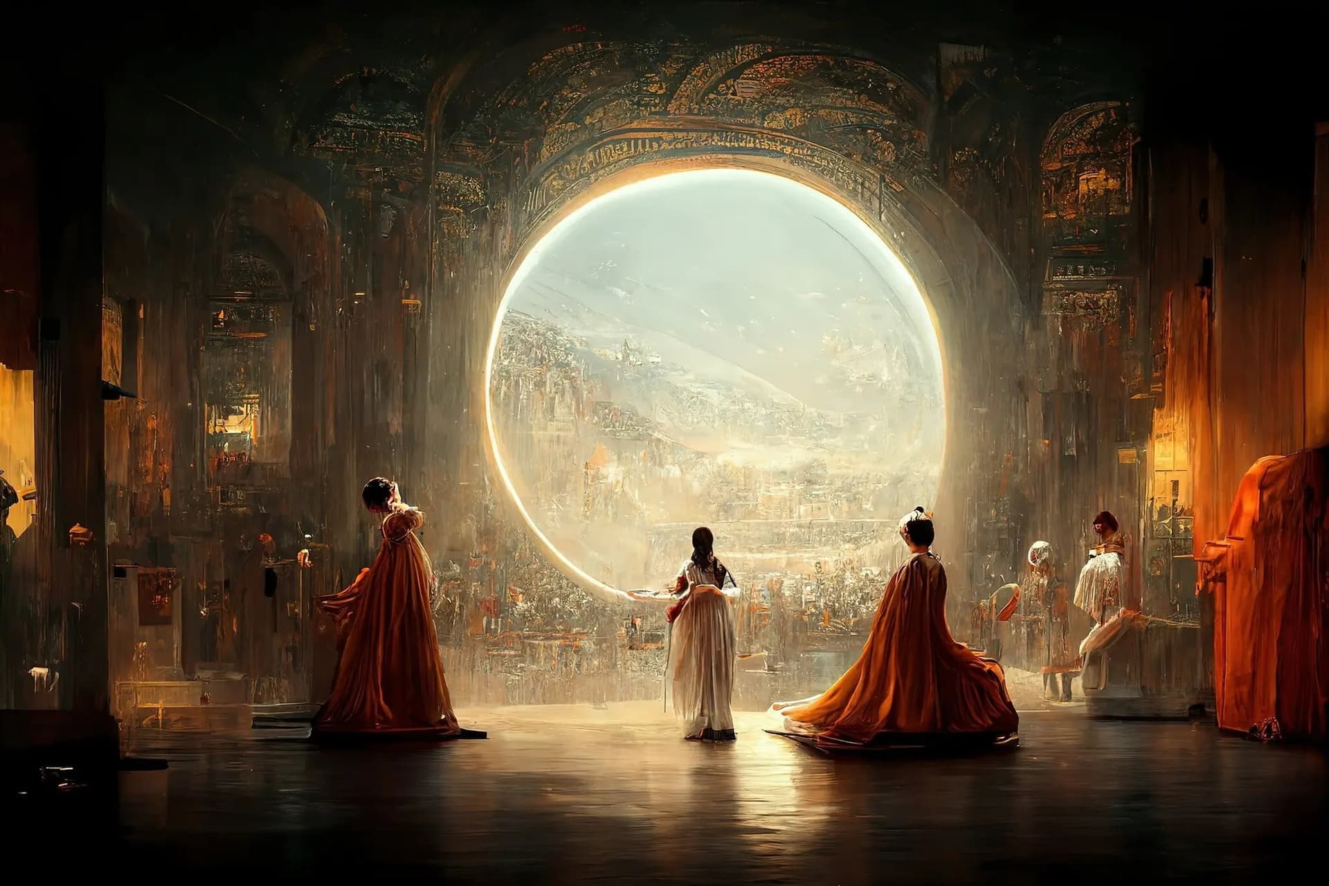 Théâtre d'Opéra Spatial. Made with Midjourney in 2022 and won an art contest
